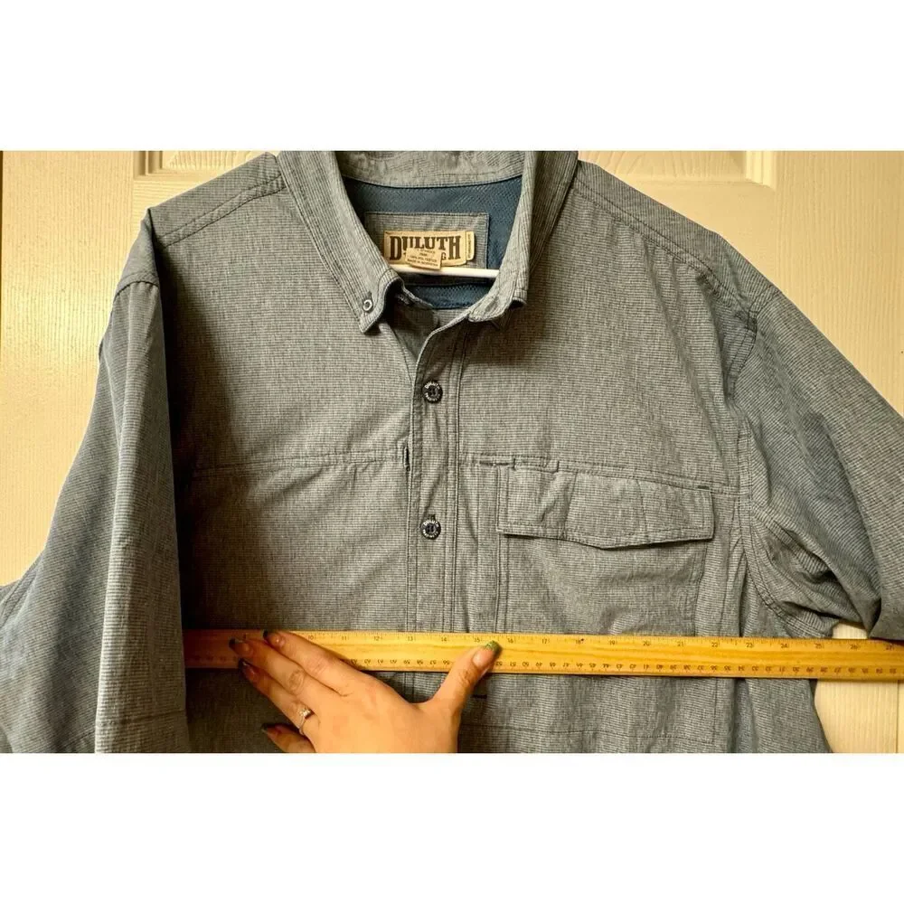 Duluth Trading Co Men's Breezeshooter Camp Collar Untucked Shirt Size XL Tall